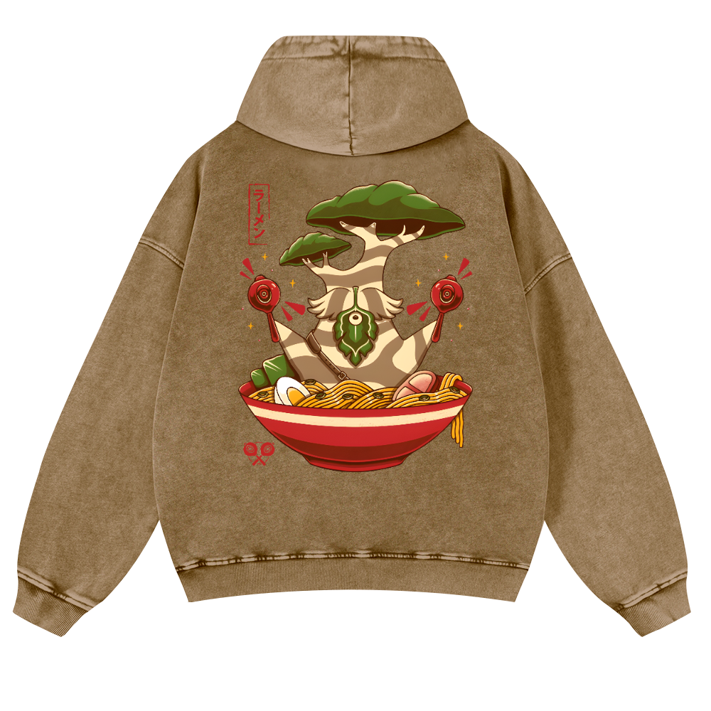 Bonsai Ramen Vintage Washed Cotton Back Art Hoodie