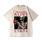 Staying Alive Vintage Wash Japanese Design T-Shirt
