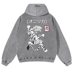 Tiger Vintage Washed Cotton Back Art Hoodie