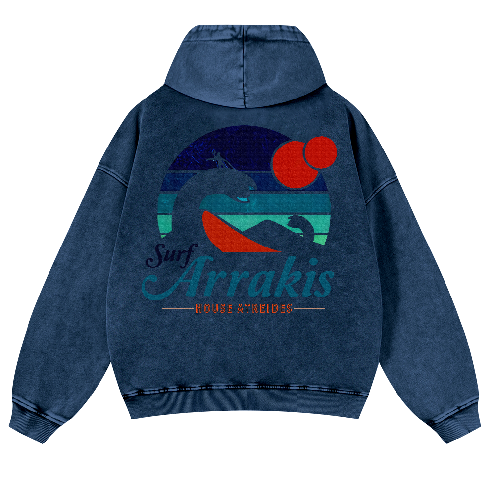 Surf Arrakis Vintage Washed Cotton Back Art Hoodie