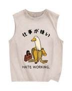 Hate Working Vintage Distressed Washed Tank Top