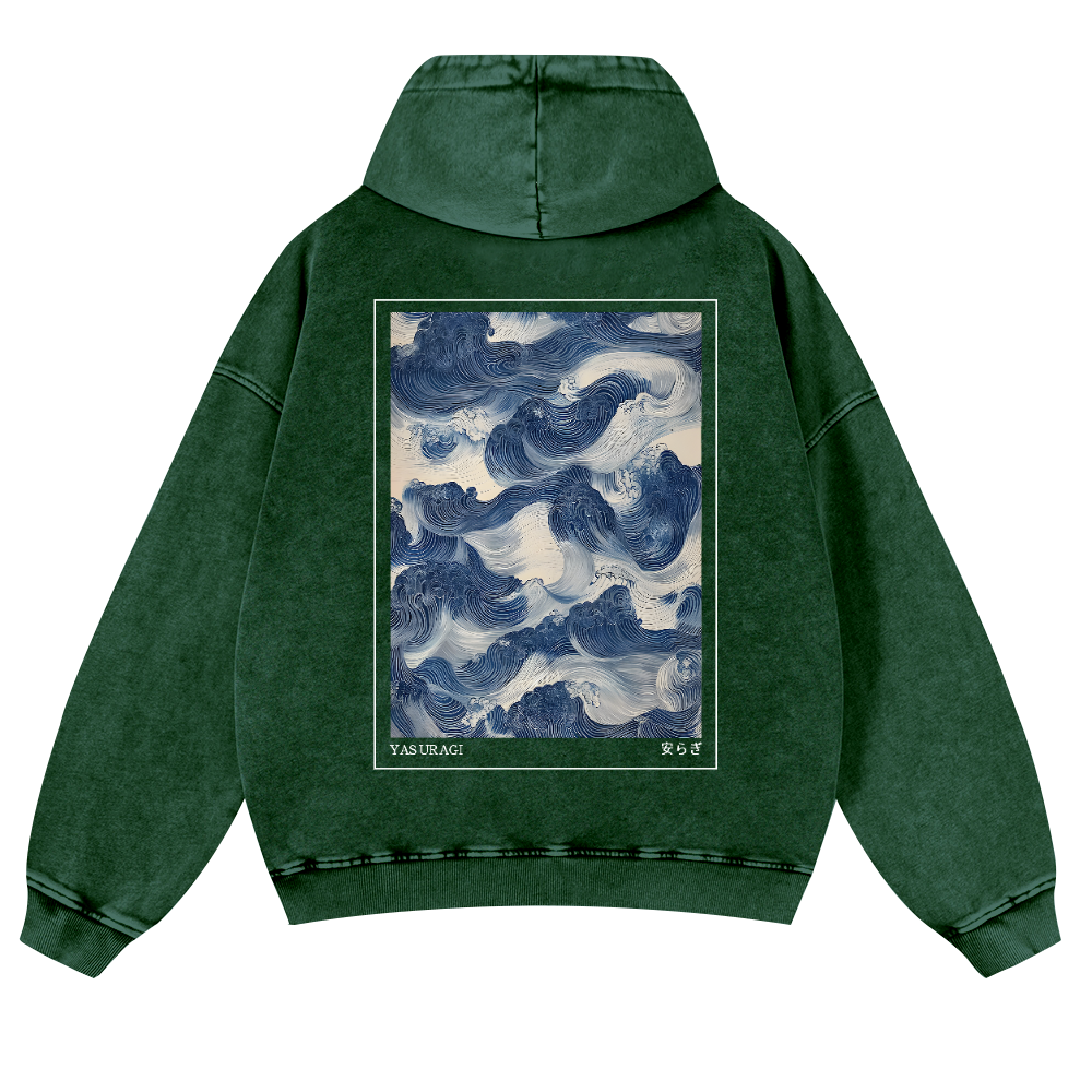 Yasuragi Vintage Washed Cotton Back Art Hoodie