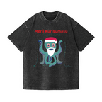 Christmas Octopus Vintage Wash Japanese Design T-Shirt
