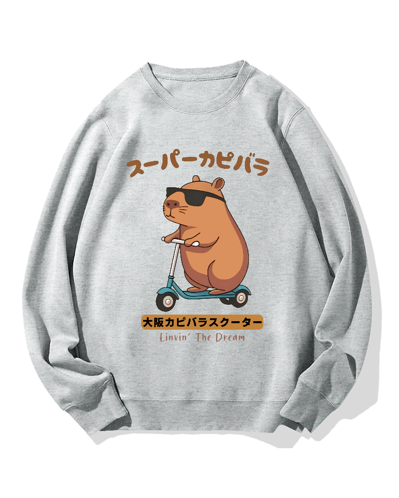 Osaka Capybara Scooter Cotton Sweatshirt
