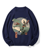 Japanese Dinosaur Warrior Cotton Sweatshirt