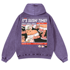 Sushi Vintage Washed Cotton Back Art Hoodie