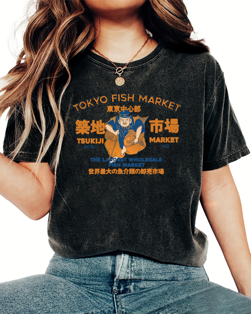 Tokyo Tsukiji Market Vintage Washed T-shirt