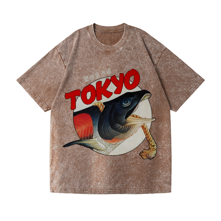 Tsukiji Fish Market Vintage Wash Japanese Design T-Shirt