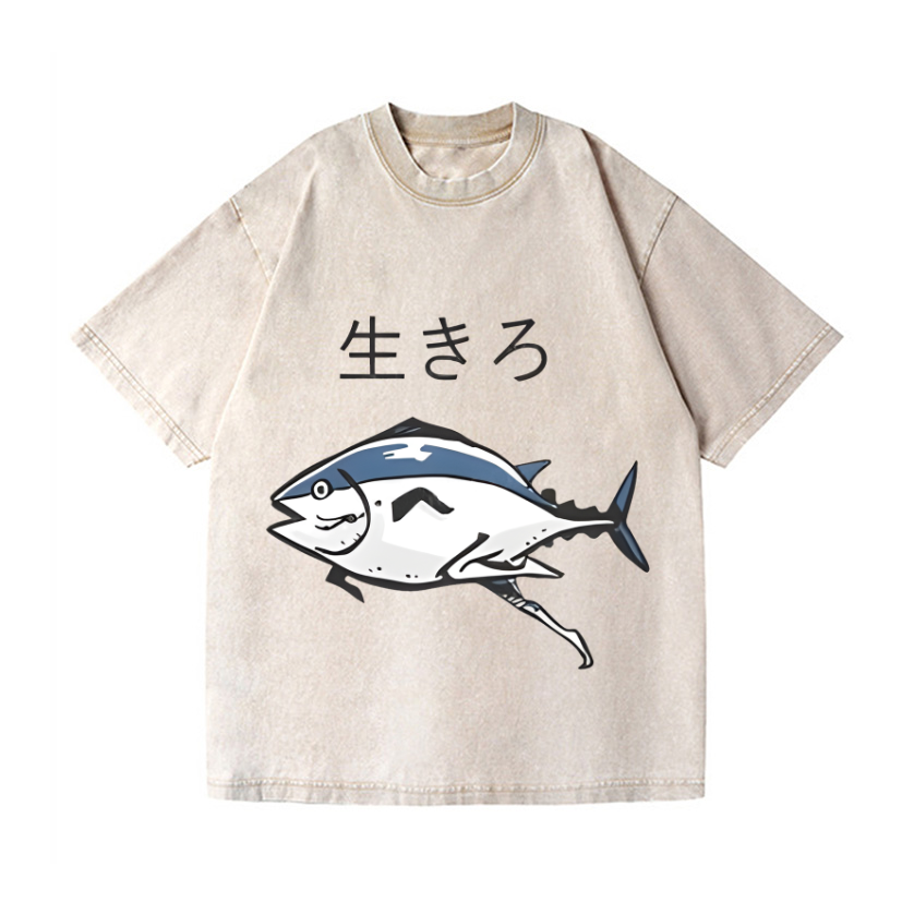 The Living Fish Vintage Wash Japanese Design T-Shirt