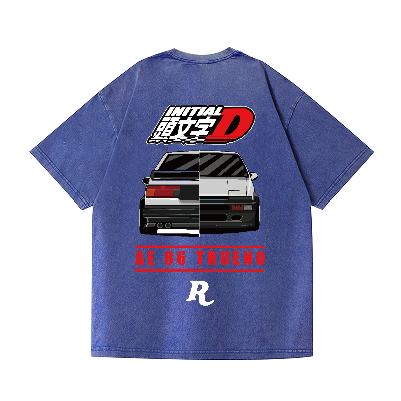 Initial D Vintage Wash Japanese Design Back Art T-Shirt