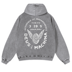 Harajuku Vintage Washed Cotton Back Art Hoodie