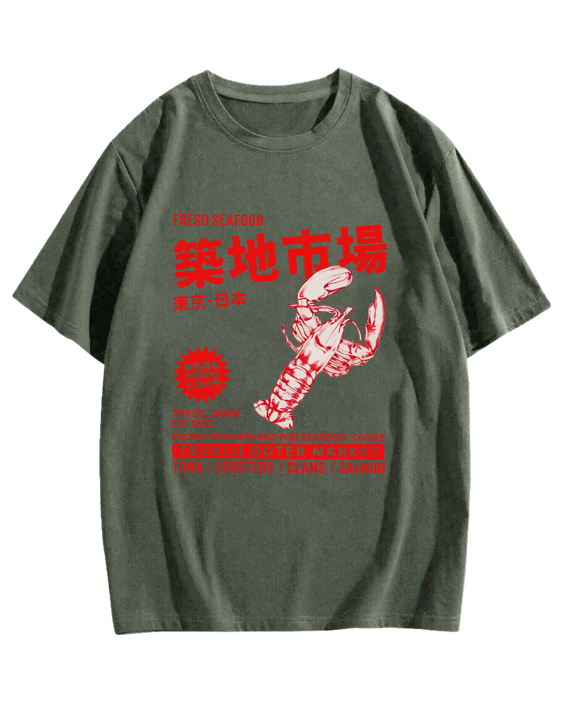 Tokyo Tsukiji Market Seafood Cotton Leisure T-shirt