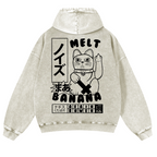 Cat Vintage Washed Cotton Back Art Hoodie