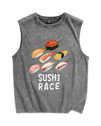 Sushi race Vintage Distressed Washed Tank Top