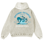 Bubble Bath Octopus Vintage Washed Cotton Back Art Hoodie
