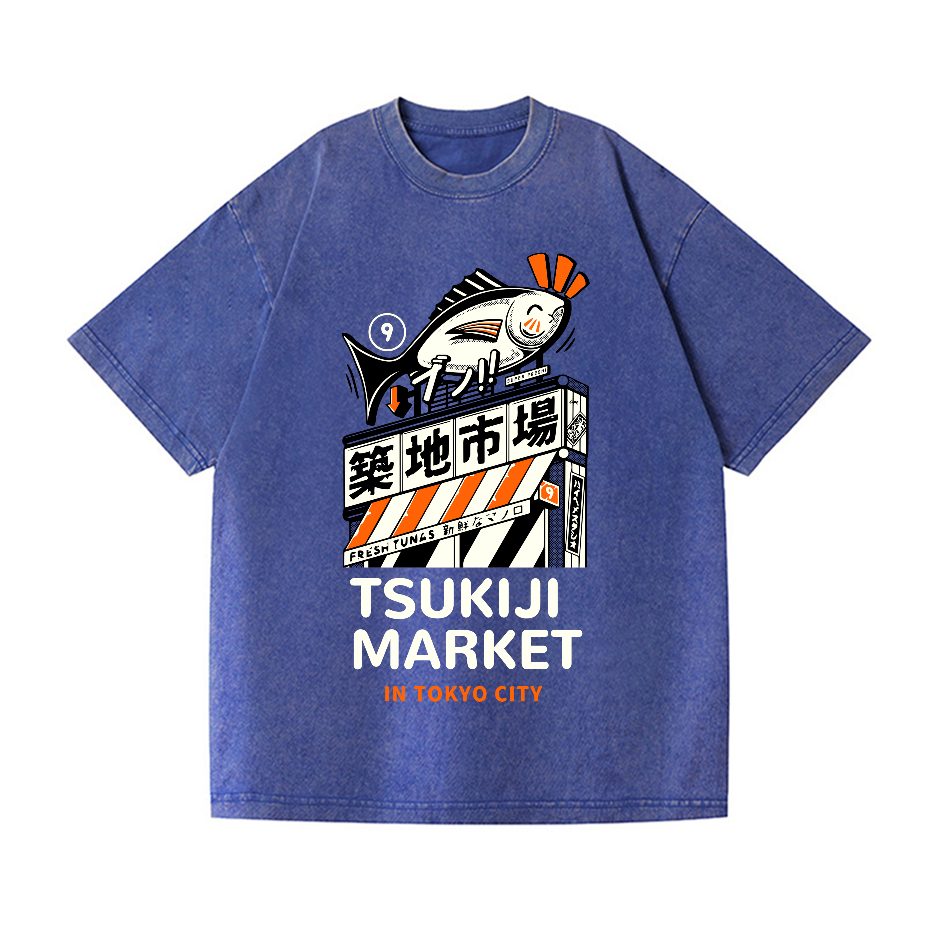 Tsukiji Market Vintage Wash Japanese Design T-Shirt