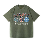 Rabbit Easter Eggs Vintage Wash Japanese Design T-Shirt