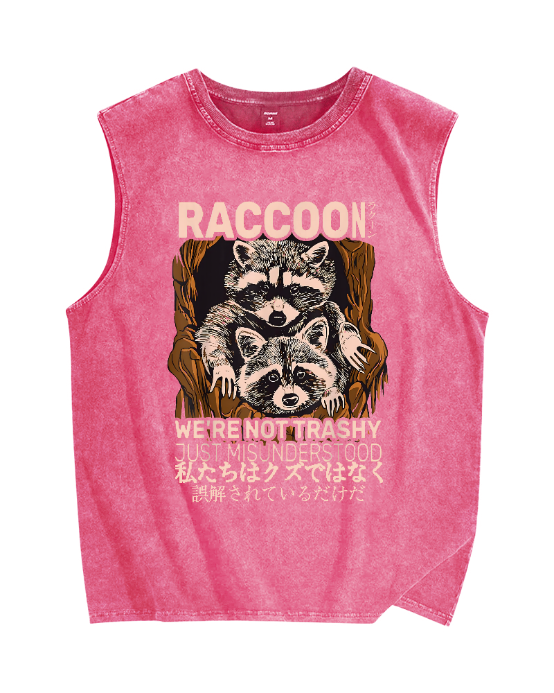 We're not trashy,just misunderstood Raccoon Vintage Distressed Washed Tank Top