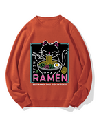 Neon Cat Ramen Cotton Sweatshirt