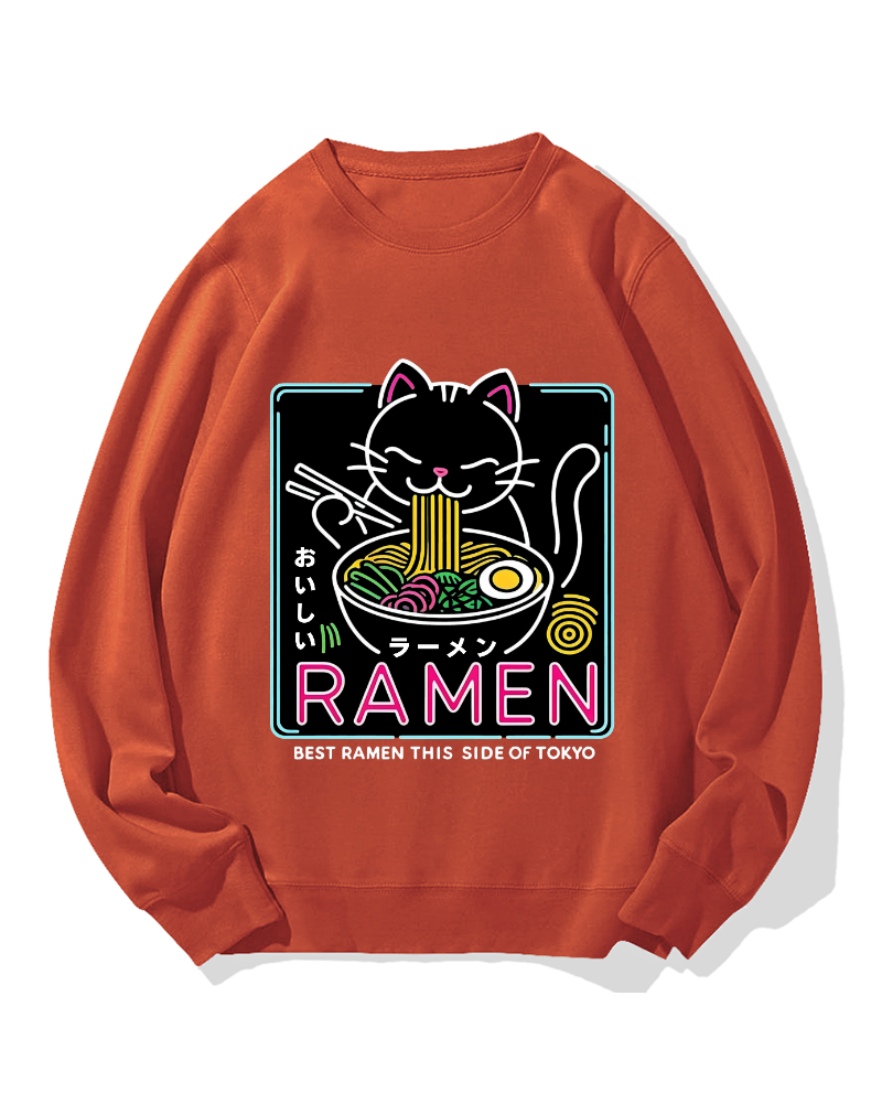 Neon Cat Ramen Cotton Sweatshirt