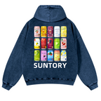 Suntory Vintage Washed Cotton Back Art Hoodie