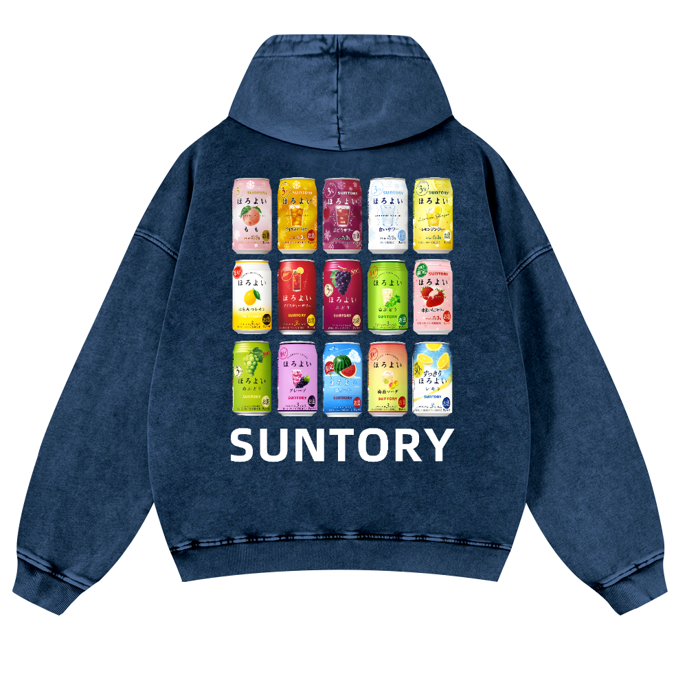 Suntory Vintage Washed Cotton Back Art Hoodie