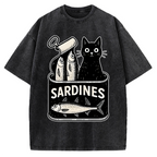 Cat And Canned Fish Vintage Washed T-shirt