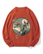Japanese Dinosaur Warrior Cotton Sweatshirt