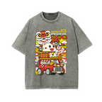 Lucky Cat Vintage Wash Japanese Design T-Shirt