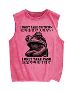 Frog Only Take Cash Vintage Distressed Washed Tank Top