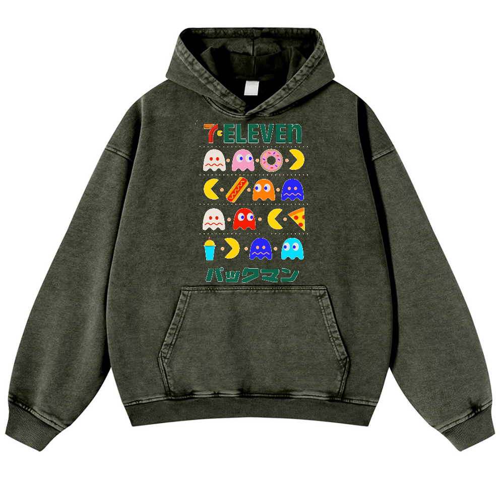 Pacman Vintage Washed Thick Cotton Hoodie