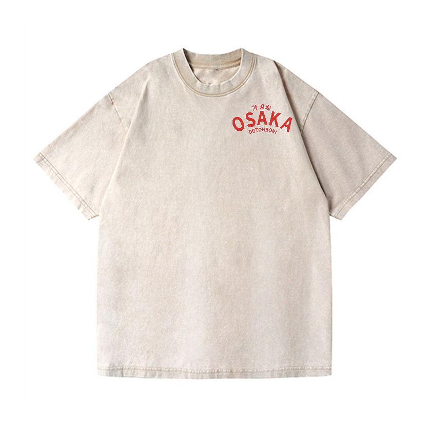 Osaka Dotonbori Drunken Octopus Vintage Wash Japanese Design Back Art T-Shirt