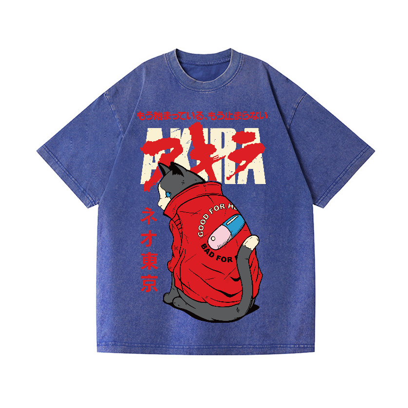Akira Cat Vintage Wash Japanese Design T-Shirt
