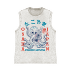 Drunken Octopus Pure Cotton Wash-Dyed Sleeveless Tank Top