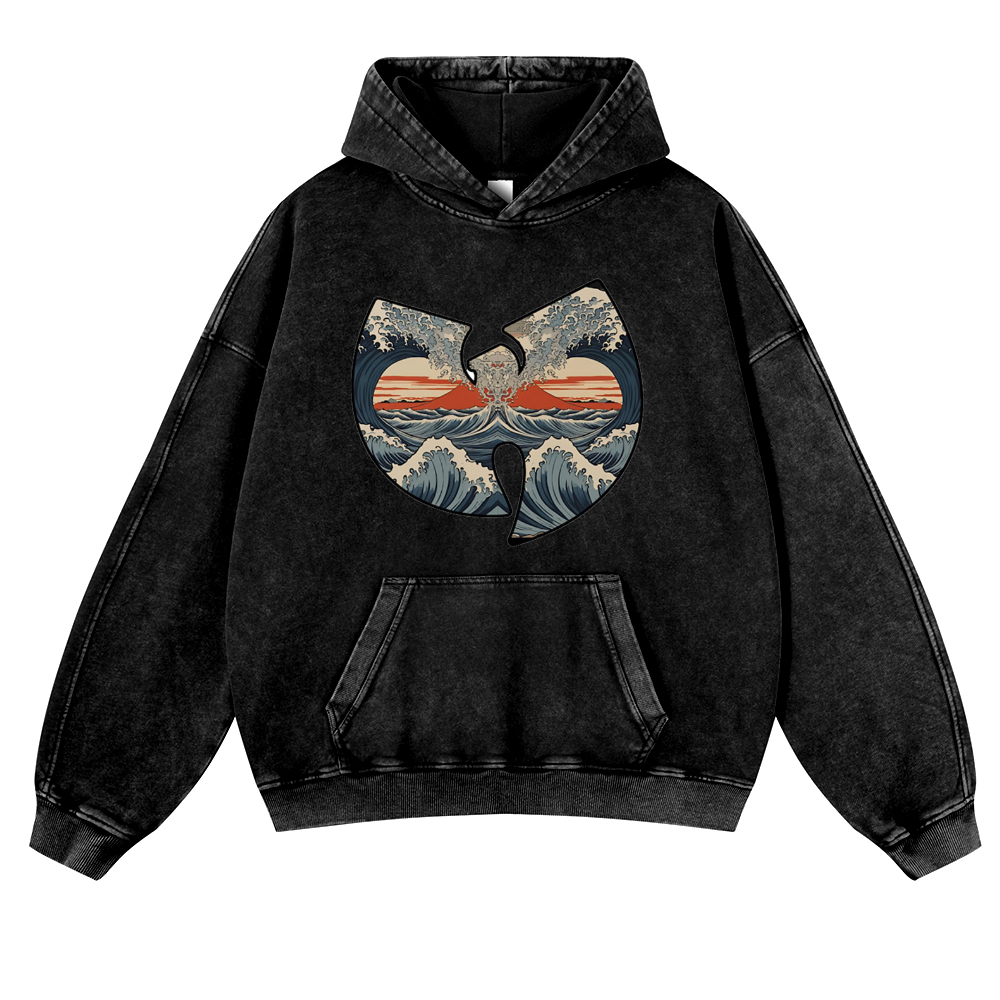 Wave Vintage Washed Thick Cotton Hoodie