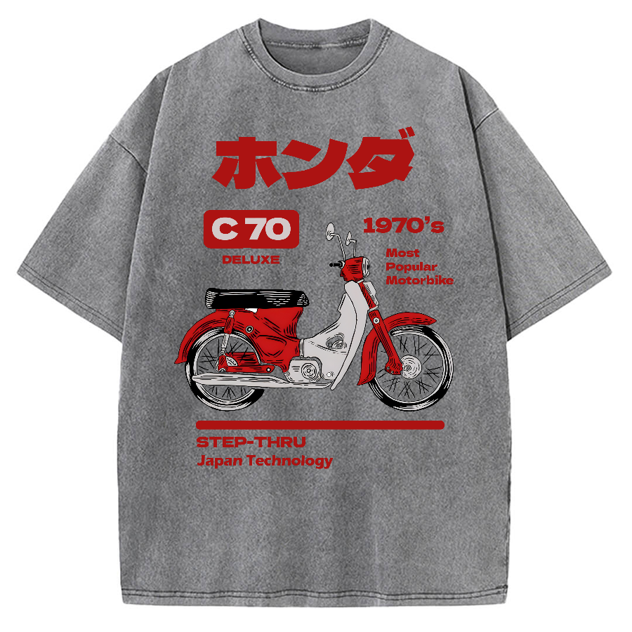 C70 Retro Motorcycle Vintage Washed T-shirt