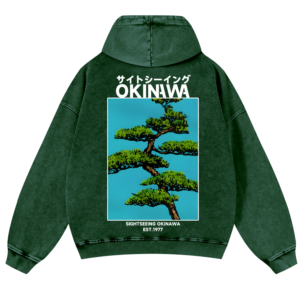 Okinawa Vintage Washed Cotton Back Art Hoodie
