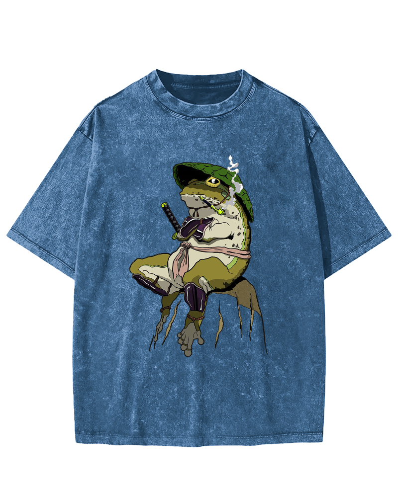 Frog Samurai Vintage Washed T-shirt