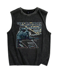 Funny Racing Beaver Vintage Distressed Washed Tank Top