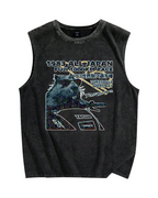 Funny Racing Beaver Vintage Distressed Washed Tank Top