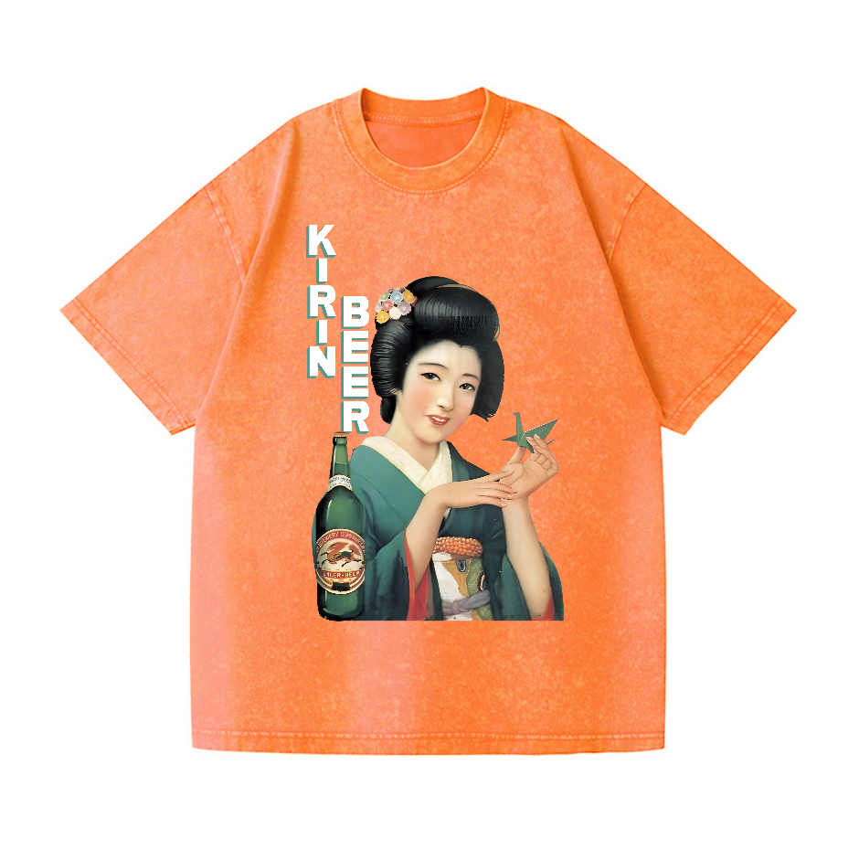 Kirin Beer Vintage Wash Japanese Design T-Shirt