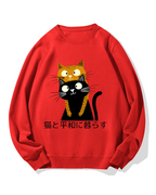 Live Peacefully With Cats Cotton Sweatshirt