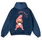 Bear Vintage Washed Cotton Back Art Hoodie