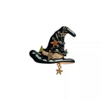 Halloween Pumpkin Witch Star Hat Brooch