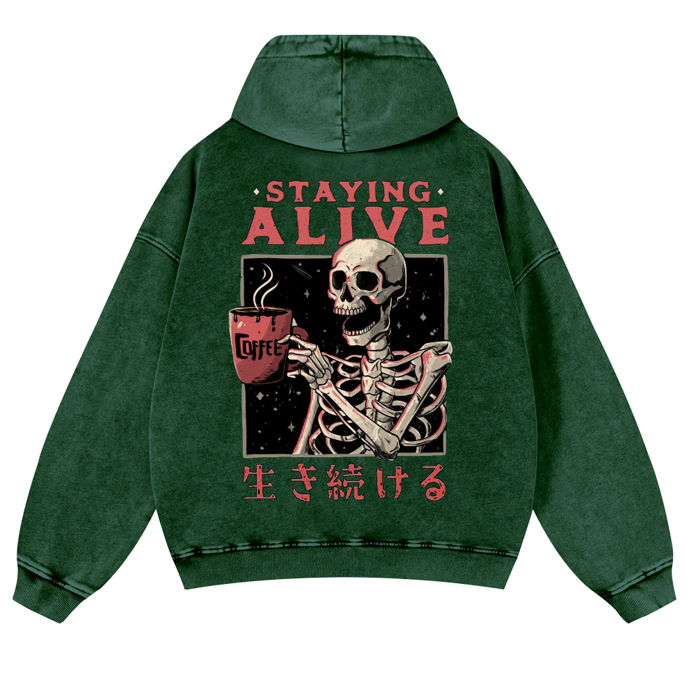 Skull Vintage Washed Cotton Back Art Hoodie