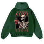 Skull Vintage Washed Cotton Back Art Hoodie