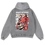 Space Octopus Vintage Washed Cotton Back Art Hoodie