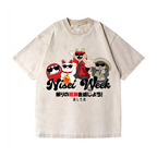 Cat Daruma Vintage Wash Japanese Design T-Shirt