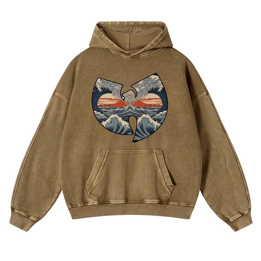 Wave Vintage Washed Thick Cotton Hoodie