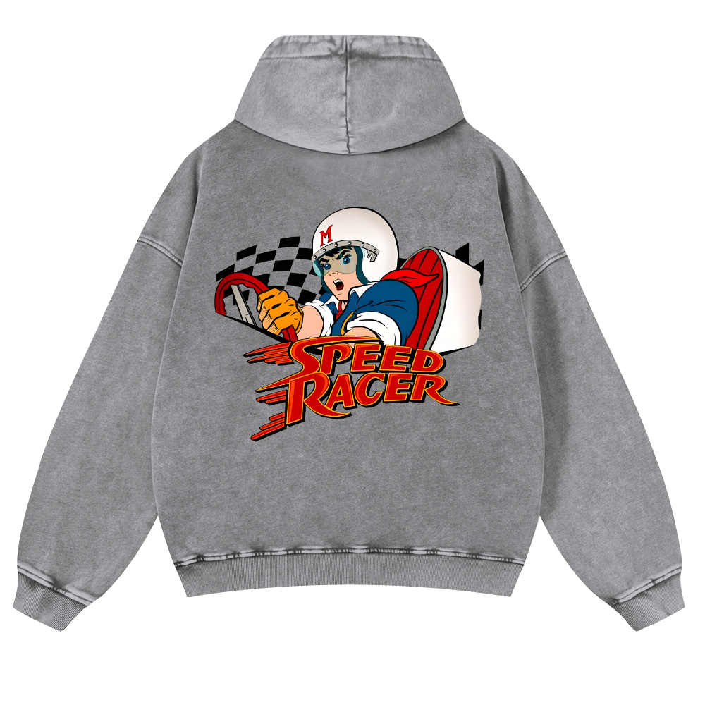 Speed Racer Vintage Washed Cotton Back Art Hoodie